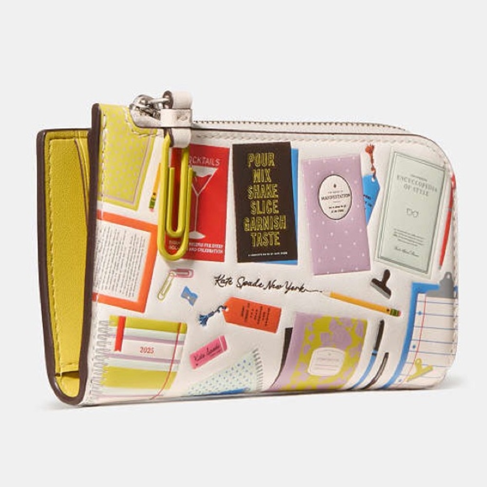 NWT-Kate Spade-Page Turner-Small Bifold Wallet-CreamMulti-Best Seller Print-$128 - Picture 10 of 13